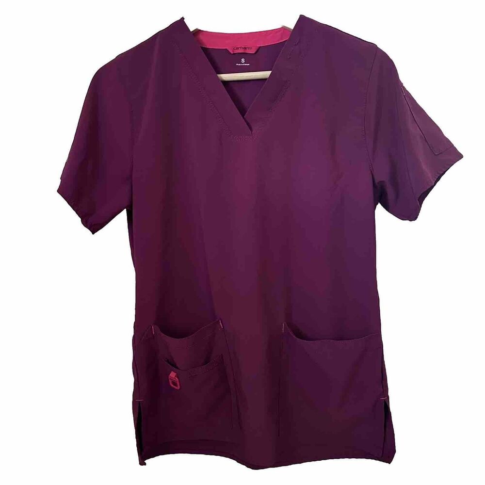 Carhartt Scrub Top Purple Force Cross Flex Stretch Medical Healthcare size Small